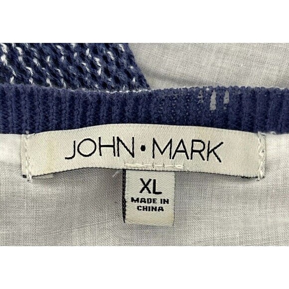 John Mark 100% Cotton Blue & White Lightweight Sweater Tunic Size XL - Picture 3 of 10